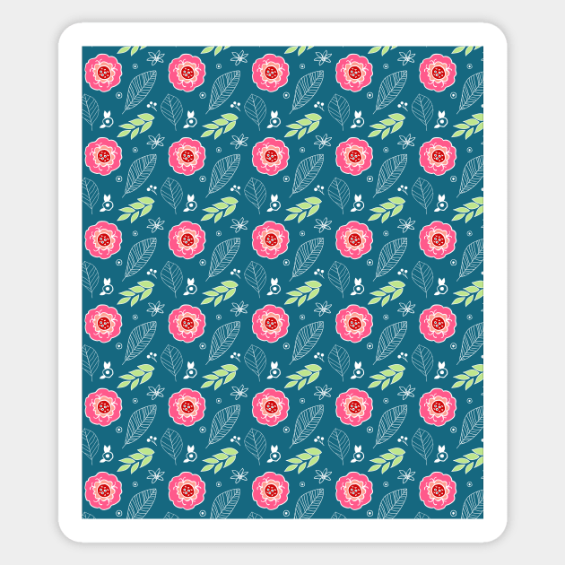 Pretty Spring Flowers Illustration Pattern Sticker by dreamingmind